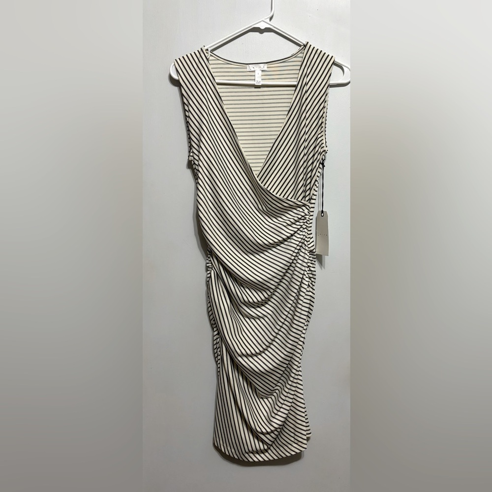Leith Ivory & Black Striped Dress